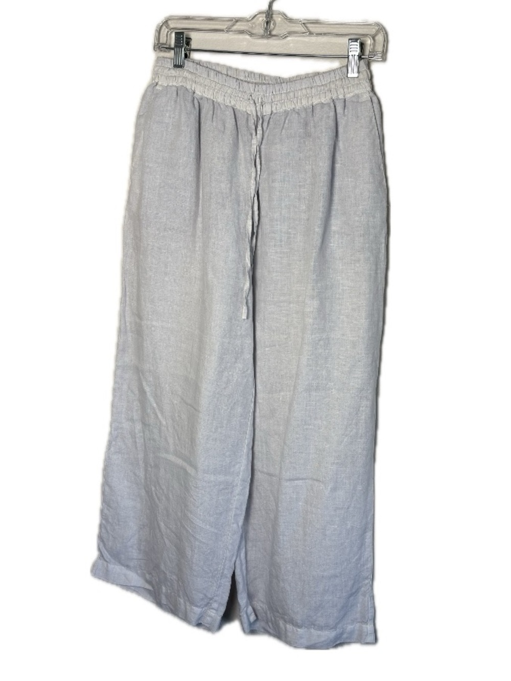 120% Lino Wide Leg Linen Drawstring Pants Soft White IT 42 US 6 NWOT Unworn